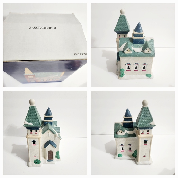 90s Christmas Village Porcelain Lightup Church - Picture 2 of 3